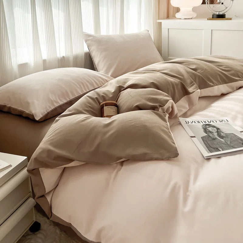 Afralia™ Solid Color Duvet Cover Set - Queen King Full Size Flat Sheet Bedding