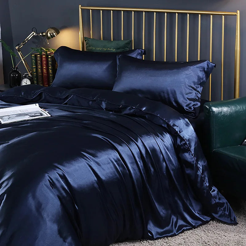 Afralia™ Silk Bedding Set: Smooth 100% Silk Comforter Cover Sets for Full Twin King Queen
