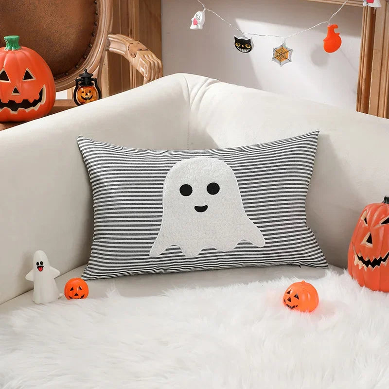 Afralia™ Halloween Ghost Embroidery Pillow for Cozy Living Room Sofa Rest