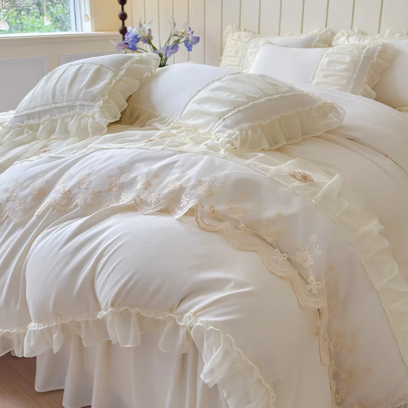 Afralia™ Lace Princess Bedding Set Twin Queen Bed All Seasons