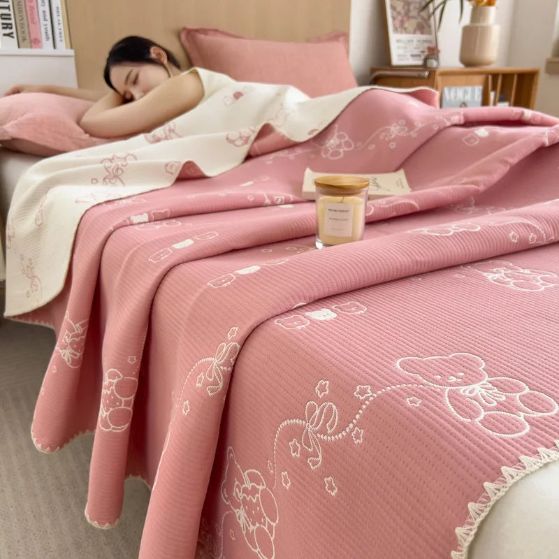 Afralia™ Cotton Towel Blanket, Rural Printed Thin Quilt - Luxury Breathable Bedspread