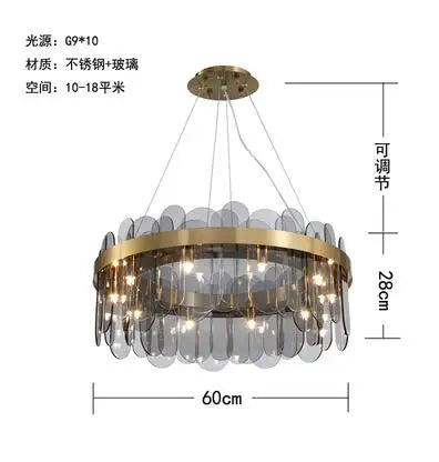Afralia™ Smoke Grey Glass Ceiling Chandelier for Living Room, Hotel & Restaurant Lighting
