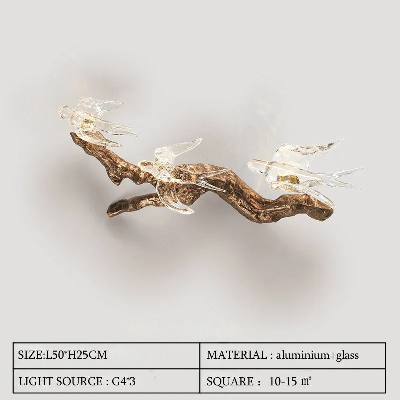 Afralia™ Swallow Branch Chandelier: Luxury Dining Room Living Room Designer Pendant Lamp
