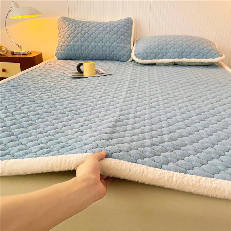 Afralia™ Antibacterial Milk Velvet Mattress, Thick & Warm with Anti-Slip Straps
