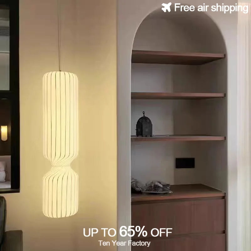 Afralia™ Modern White Fabric Shade LED Pendant Light for Dining Room Decor