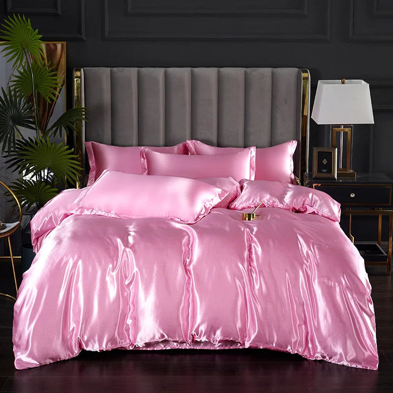 Afralia™ Silky Ice Solid Color Bedding Set for Cool Summer Sleep