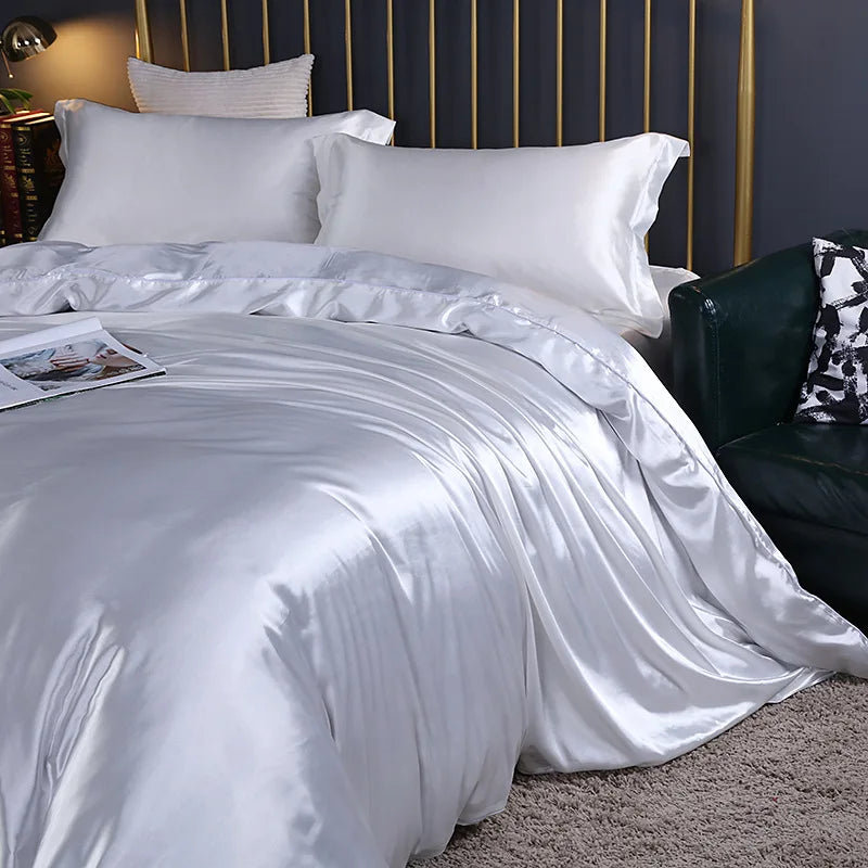 Afralia™ Silk Bedding Set: Smooth 100% Silk Comforter Cover Sets for Full Twin King Queen