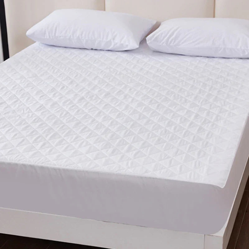 Afralia™ Quilted Waterproof Fitted Mattress Cover | Queen King Size White Bedsheet