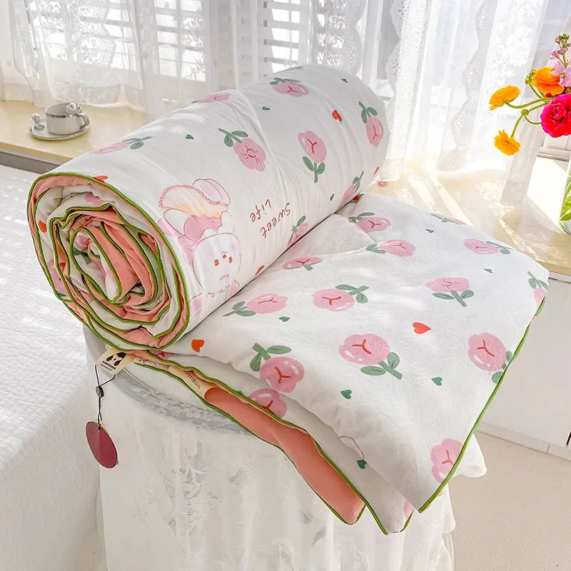 Afralia™ Lightweight Double Gauze Summer Quilt - Soft & Breathable Soya Fibre Fill