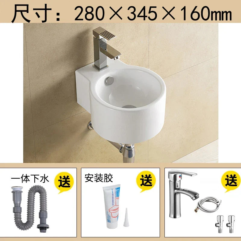 Afralia™ Nordic Ceramic Wall Hung Washbasin for Bathroom and Kitchen