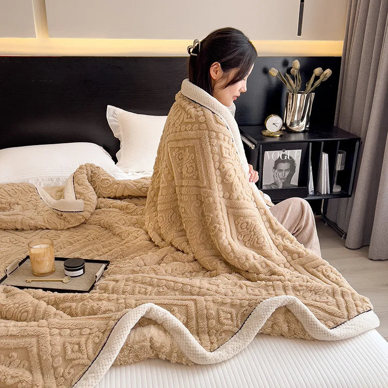 Afralia™ Soft Velvet Blanket: Thick Coral Fleece, Multi Functional Sofa Cover for Winter