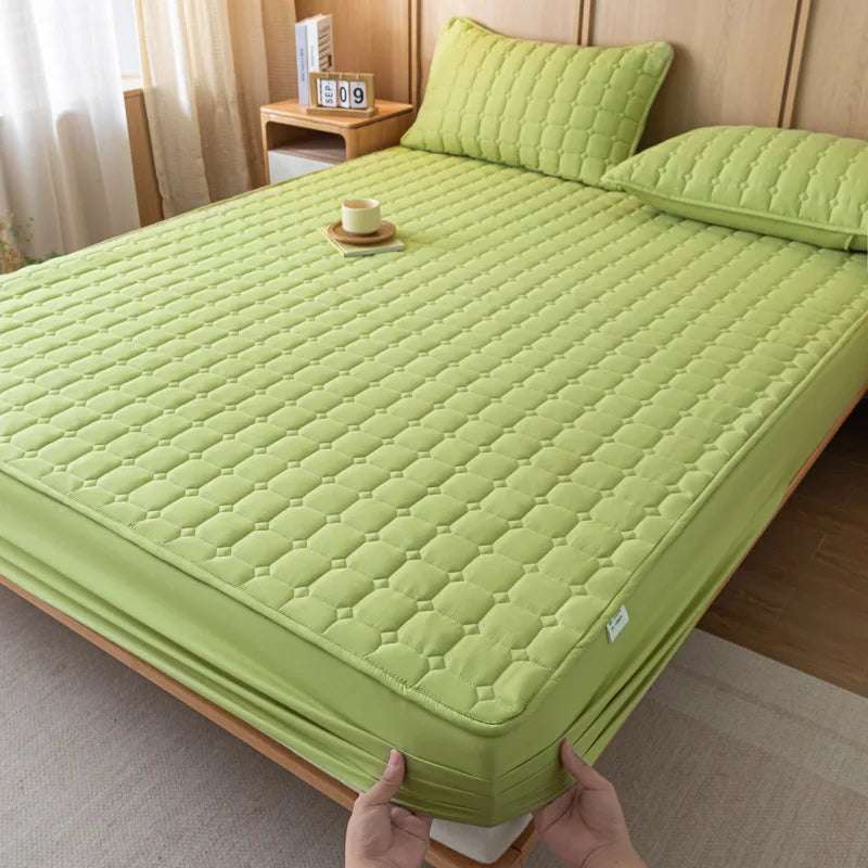 Afralia™ Quilted Fitted Sheet for Cozy & Anti-Slip Protection on Queen & King Beds