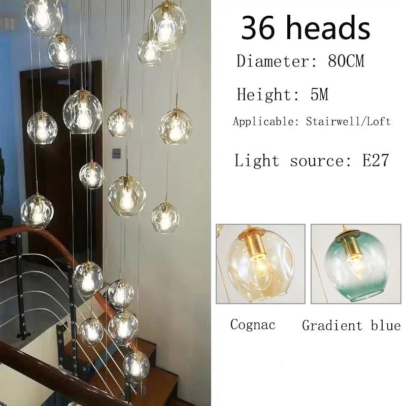 Afralia™ Glass Ball Spiral Chandelier for Modern Luxury Living Room