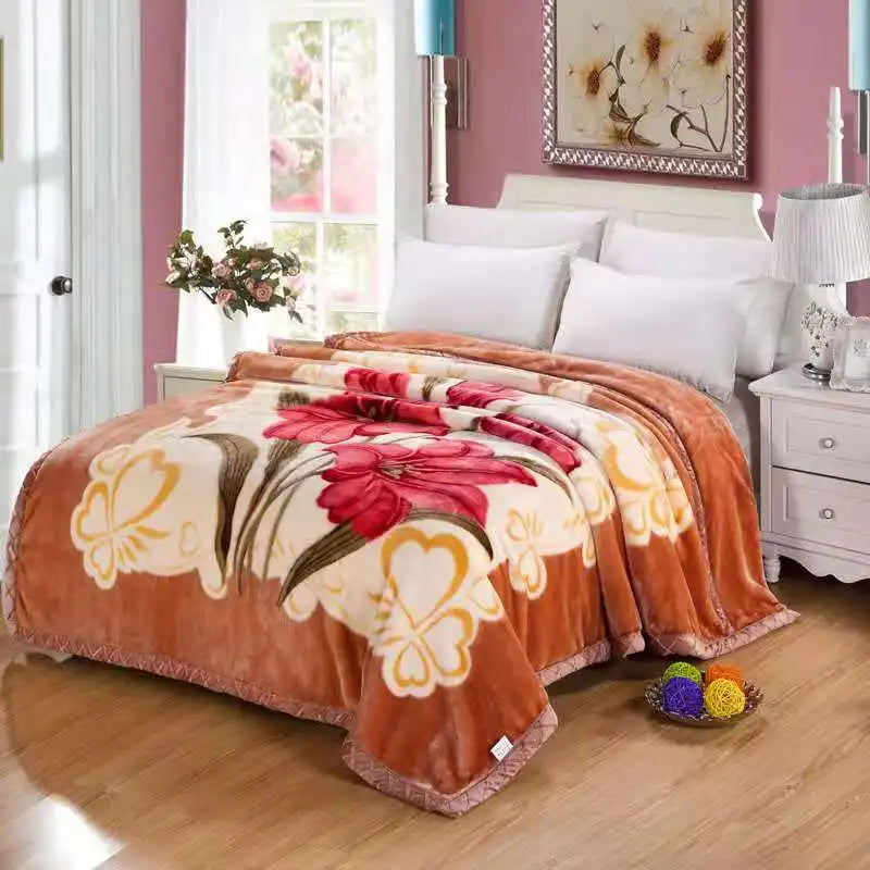 Afralia™ Double Layered Raschel Blanket Vintage Flannel 150X200Cm Size Bed Cover