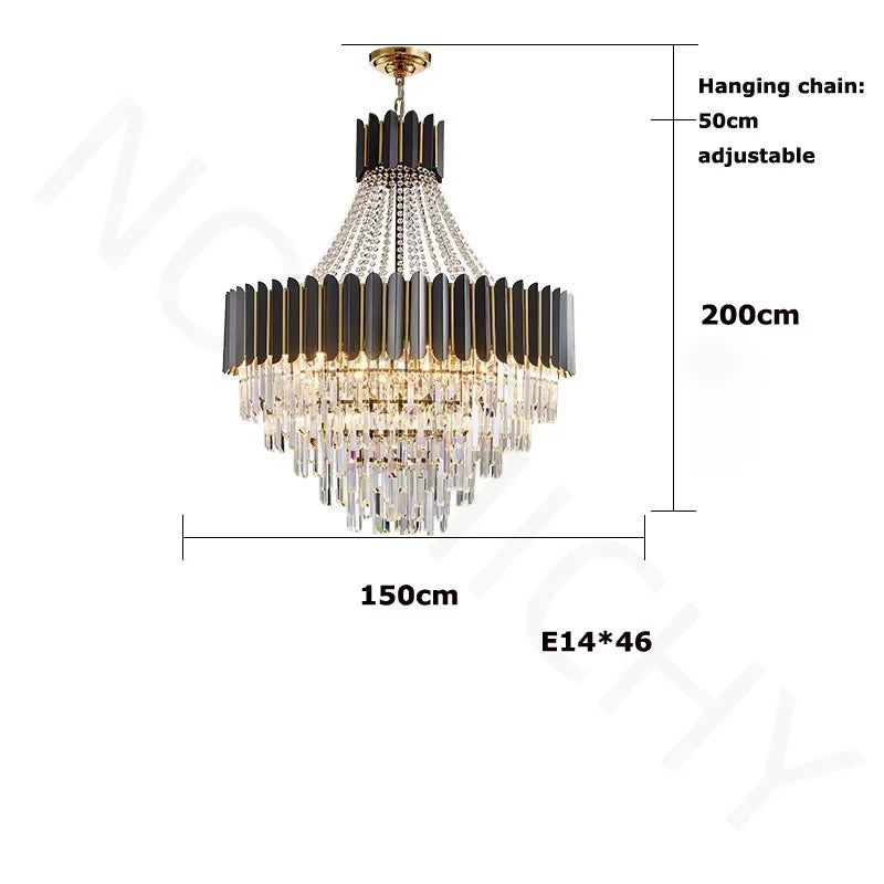 "Afralia™ Crystal Collection LED Black Gold Chandelier for Dinning Room"