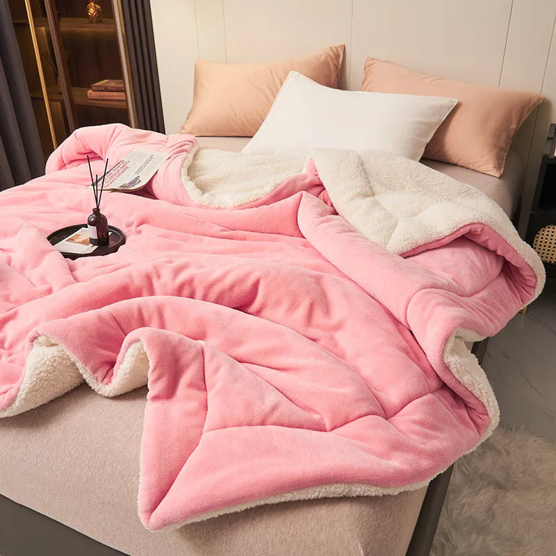 Afralia™ Warm Lamb Fleece Double Layer Blanket - Thick Milk Velvet Quilt