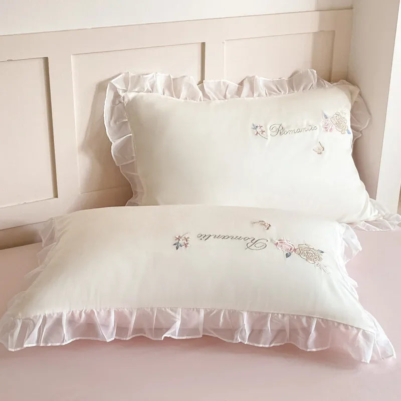 Afralia™ Silky Embroidery Bedding Sets with Lace, Ultimate Comfort for Home and Dorm