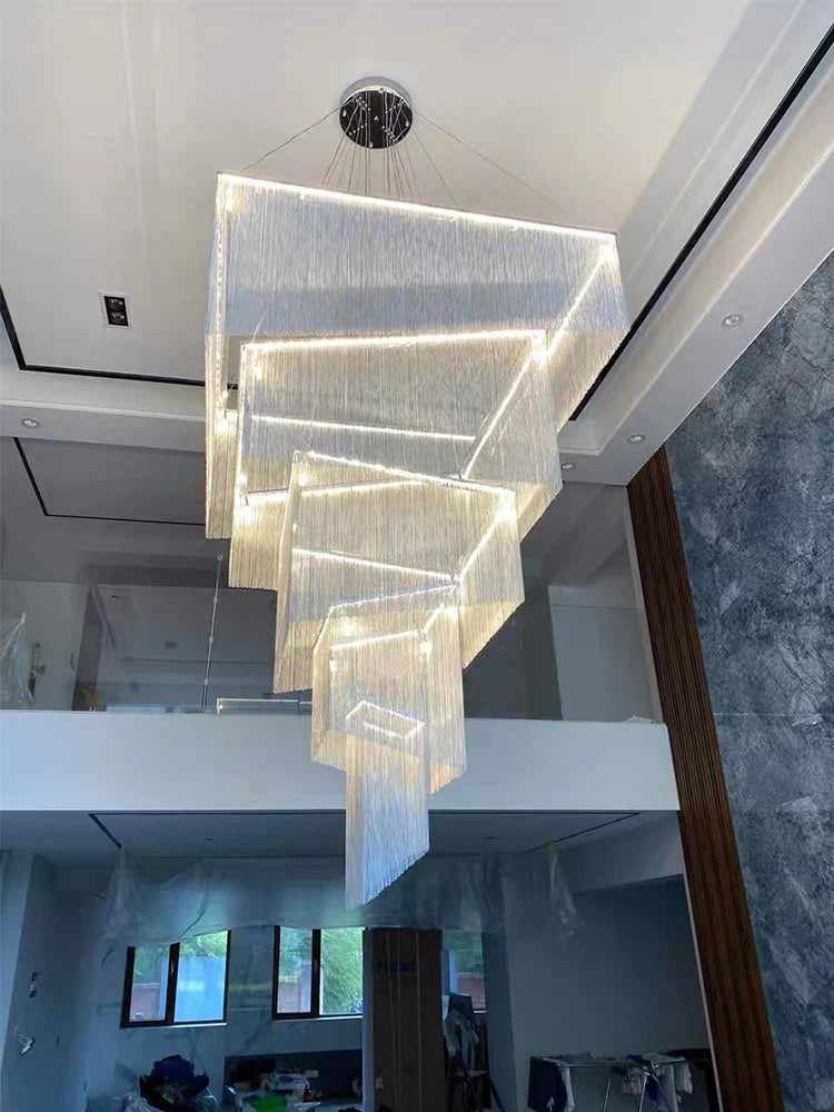 Afralia™ LED Square Chandelier: Modern Luxe Hanging Ceiling Lamp for Living Room & Lobby
