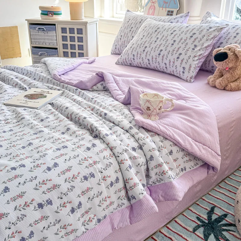Afralia™ Floral Printed Quilted Bubble Cotton Duvet for Summer - Ultra-Soft Skin-Friendly Bedding
