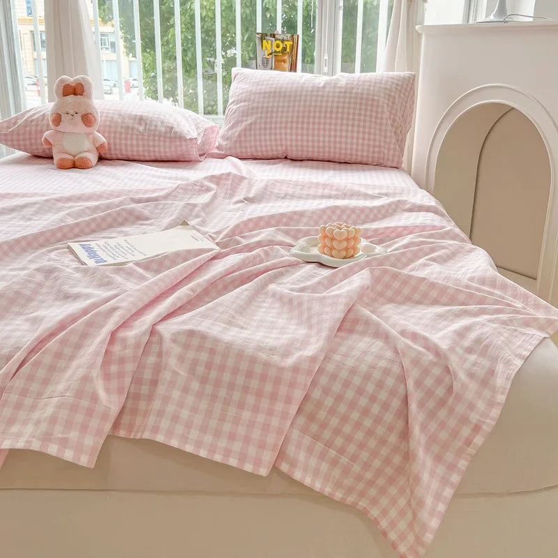 Afralia™ Checkered Single Bed Sheet - Skin-Friendly and All Seasons Bed Linen
