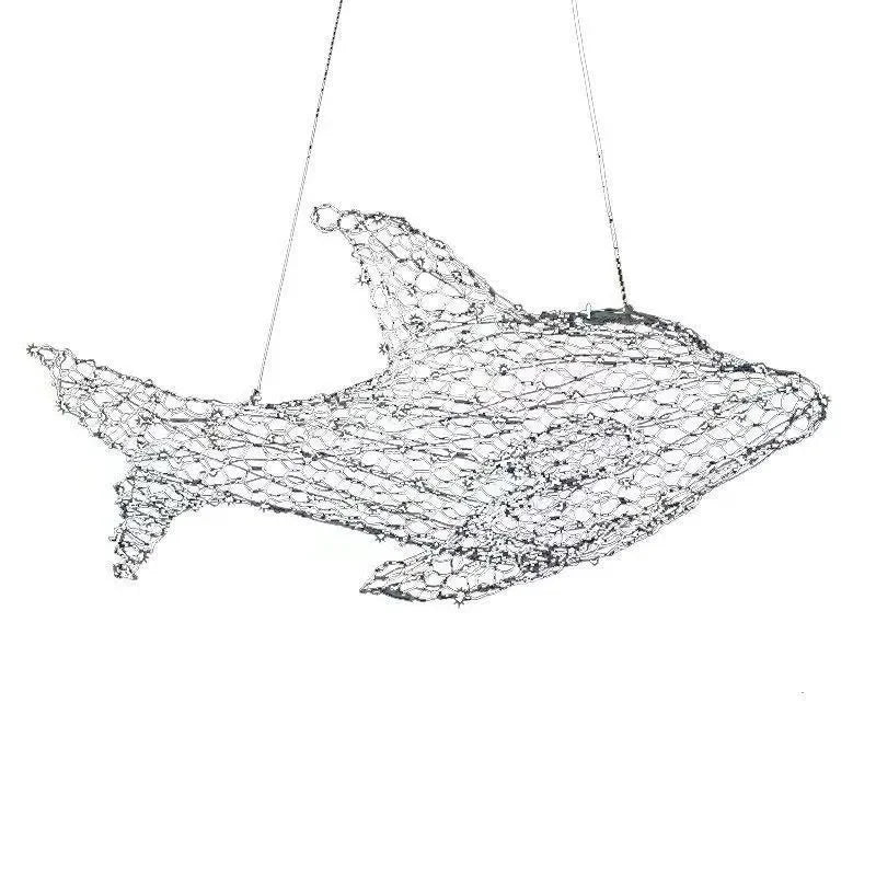 Afralia™ Fish-shaped Iron Net Pendant Lights, Industrial Style for Stores and Coffee Shops