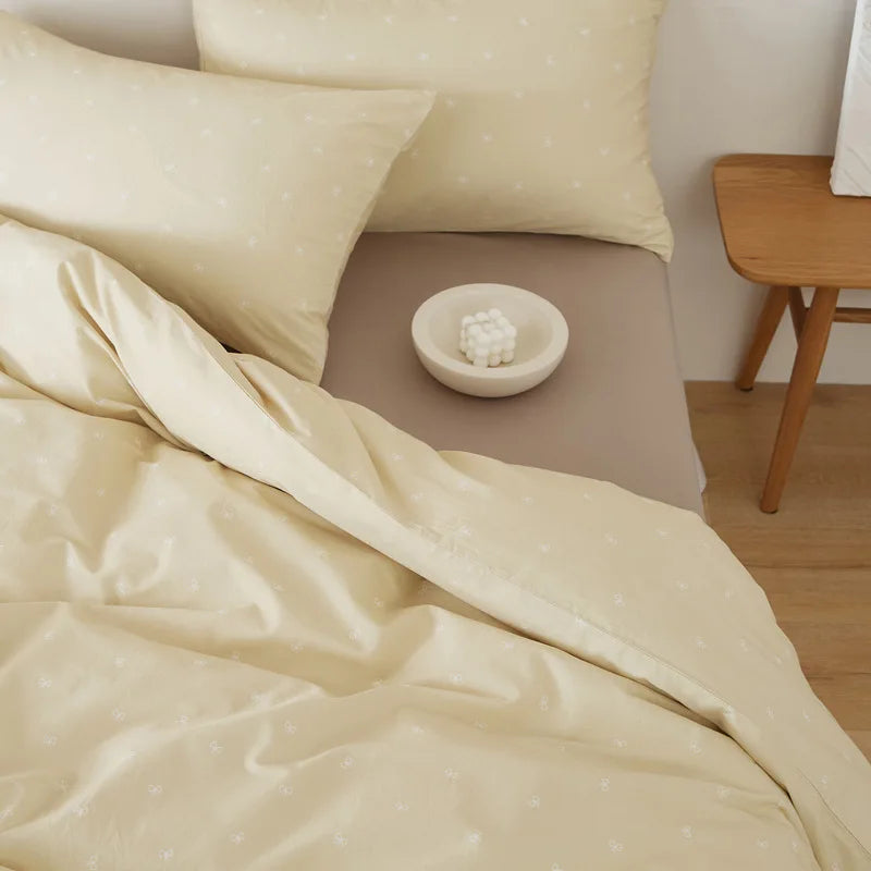 Afralia™ Nordic Cotton Solid Bedding Set Single Queen Size Quilt Set Luxurious & Skin-Friendly