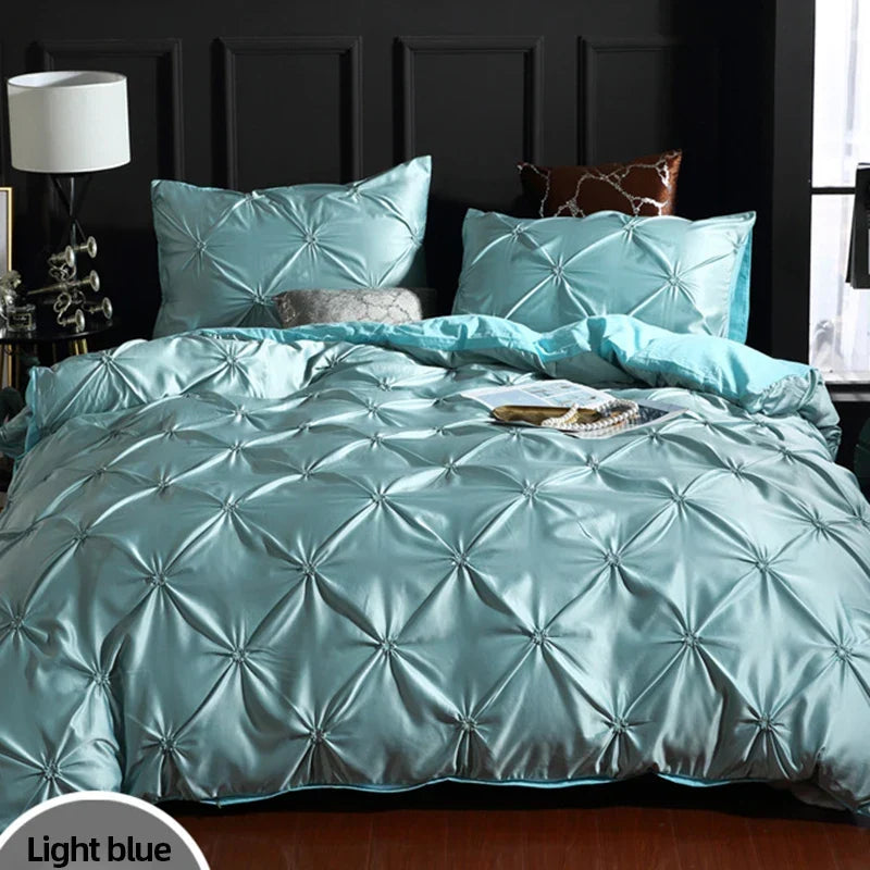 Afralia™ Chiffon Flower Design Duvet Cover Set with Pillow Cases - Soft Polyester Bedding