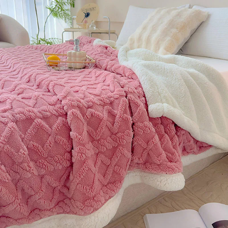 Afralia™ Soft Lamb Wool Blanket for Office Living Room Sofa All Seasons Comfy Cover