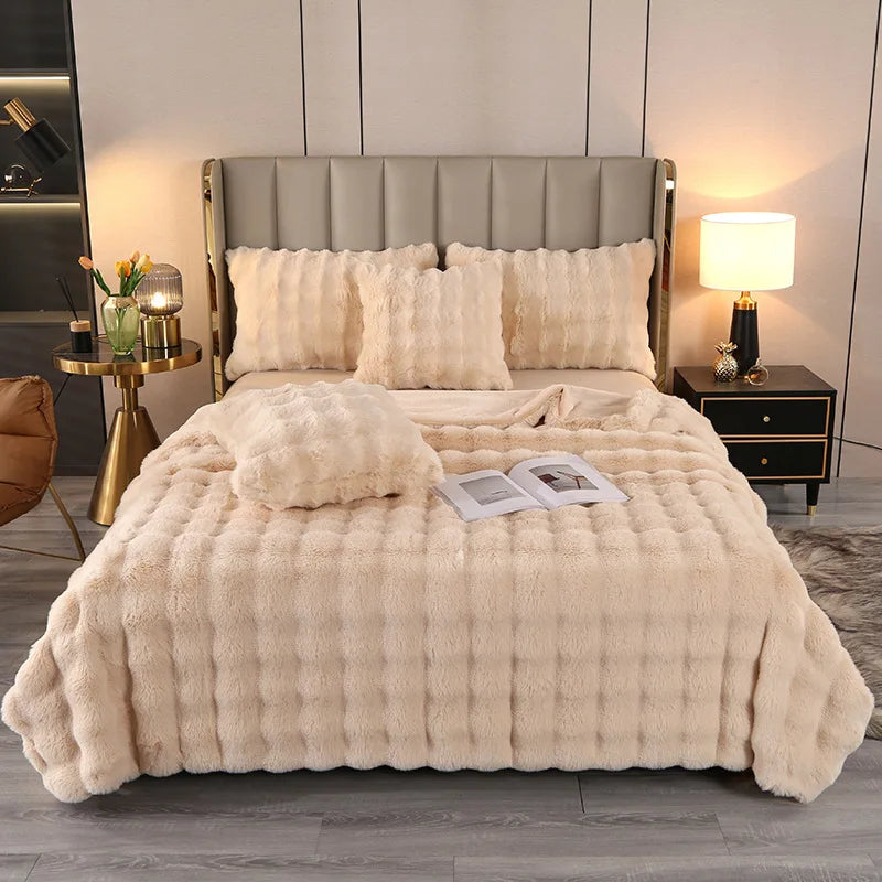 Afralia™ Bubble Rabbit Velvet Blanket: Soft Plush Sofa Cover for All Seasons