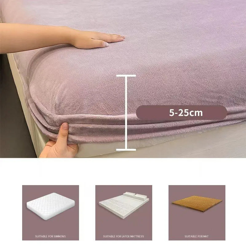 Afralia™ Cozy Milk Velvet Fitted Sheet for Autumn & Winter Mattress Topper