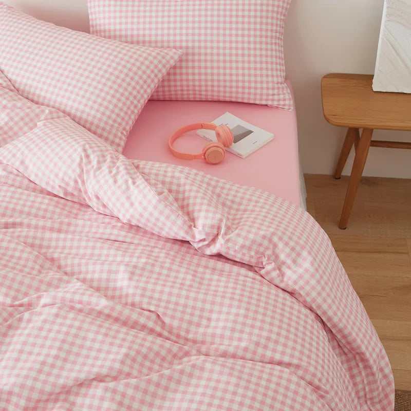 Afralia™ Nordic Cotton Solid Bedding Set Single Queen Size Quilt Set Luxurious & Skin-Friendly