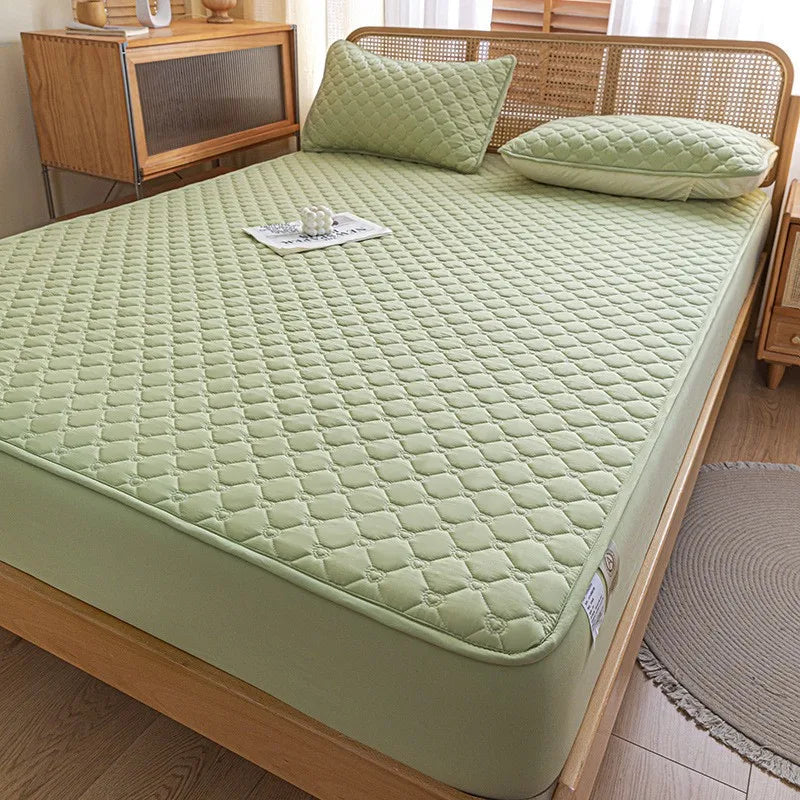 Afralia™ Waterproof Quilted Mattress Cover - Non-Slip Solid Color Bed Sheet