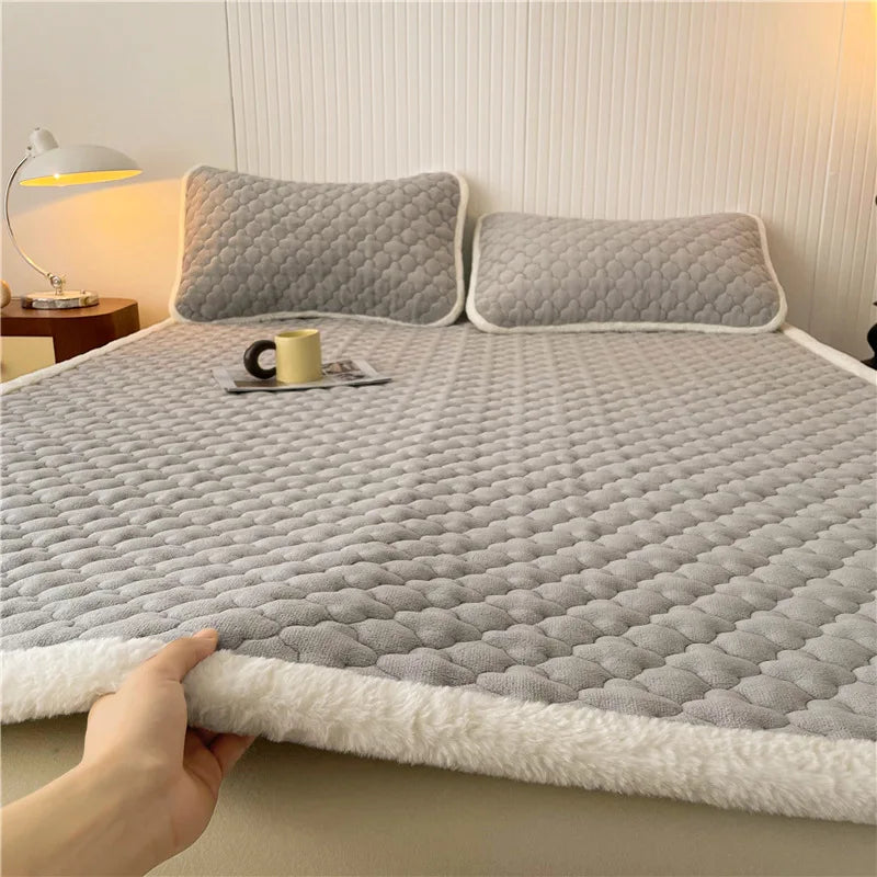 Afralia™ Antibacterial Milk Velvet Mattress, Thick & Warm with Anti-Slip Straps