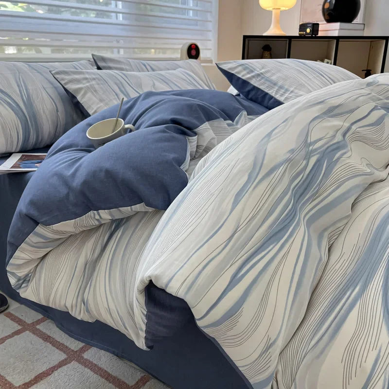 Afralia™ Nordic Twill Printed Cotton Bedding Set for King/Queen Bed
