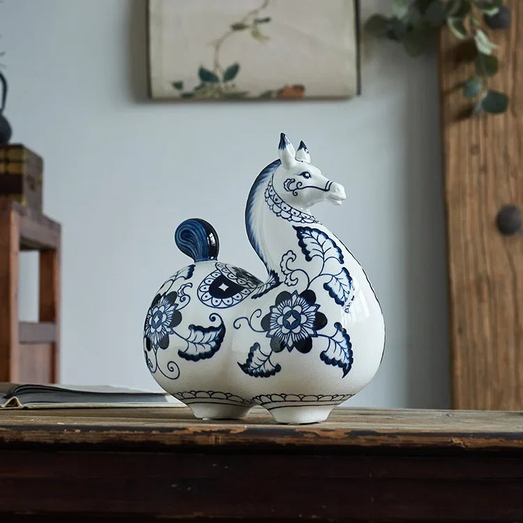 Afralia™ Porcelain Horse Sculpture: Hand-Painted Ceramic Statue for Art Collection and Home Decor