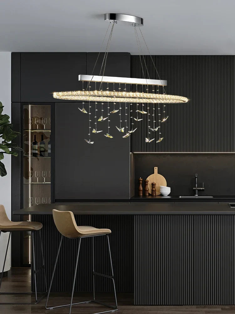 Afralia™ Butterfly Crystal Pendant Chandelier: Modern Luxury for Living, Dining, Bedroom, and Bar