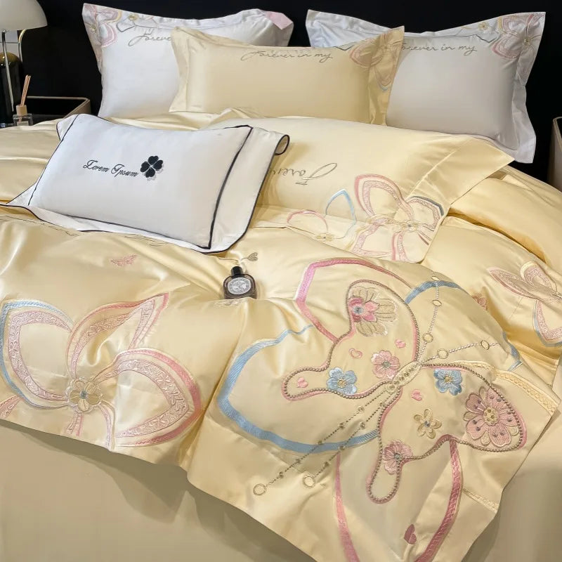 Afralia™ Luxury Cotton Twill Embroidery Duvet Cover Set for Seasons