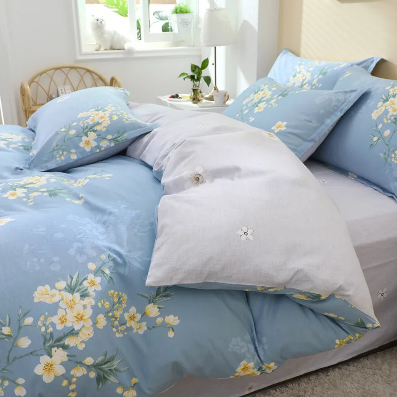 Afralia™ Printed Cotton Bedding Set, 4-Piece Universal Duvet Cover Kit, Cozy Home Textiles