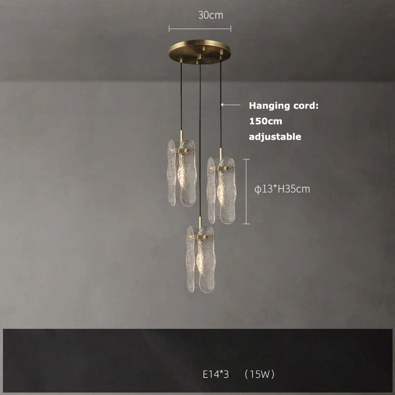 Afralia™ Gold Water Ripple Glass Ceiling Lamp for Bedroom Kitchen Home Decor