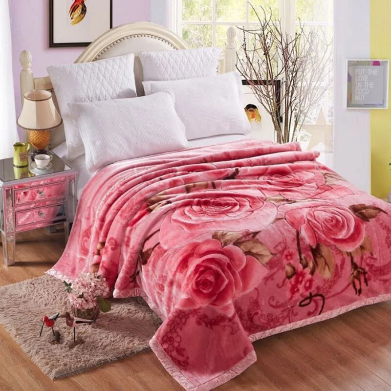 Afralia™ Double Layered Raschel Blanket Vintage Flannel 150X200Cm Size Bed Cover