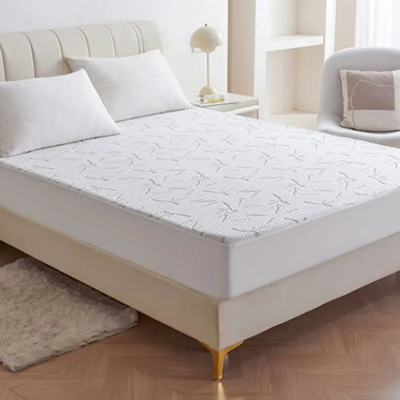 Afralia™ Bamboo Jacquard Waterproof Fitted Mattress Cover for Queen King Bed