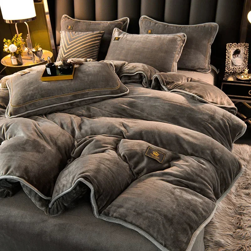 Afralia™ Plush Winter Bedding Set: Ultra-Thick Milk Fleece Duvet, Sheets, Comforter Cover & Pillowcases