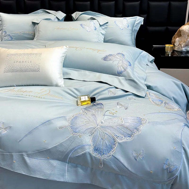 Afralia™ Luxury Cotton Twill Embroidery Duvet Cover Set for Seasons