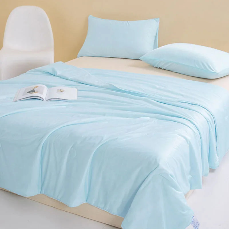 Afralia™ Satin Silky Summer Cooling Quilt Double Solid Color Bedding