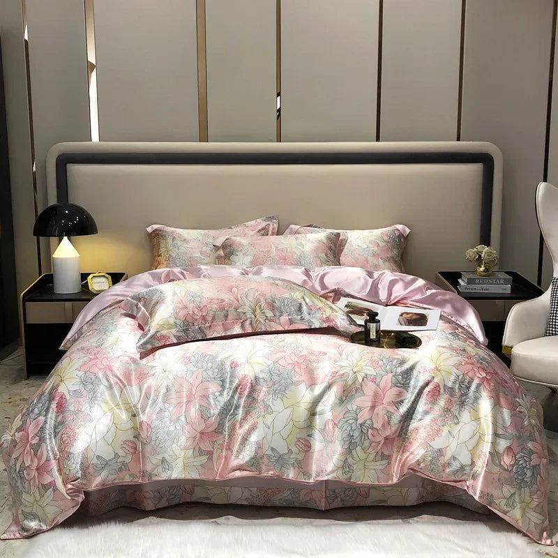 Afralia™ Mulberry Silk Bedding Sets - Summer Print Comforter Set for Adults