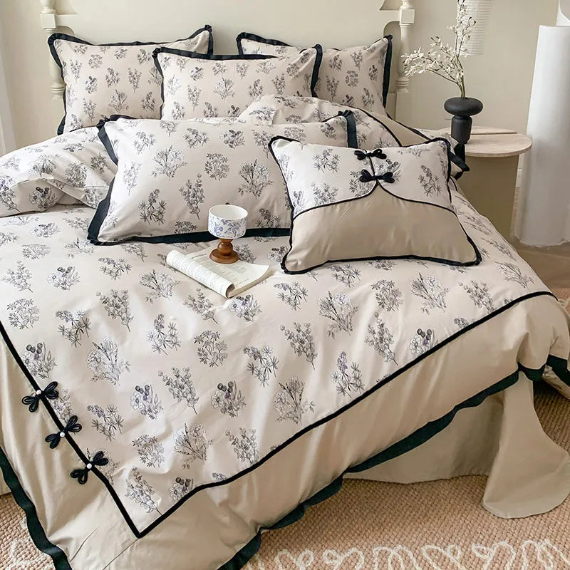Afralia™ Printed Cotton Bedding Set, High Quality, Queen/King Size, Skin-Friendly, Double Bed Linens