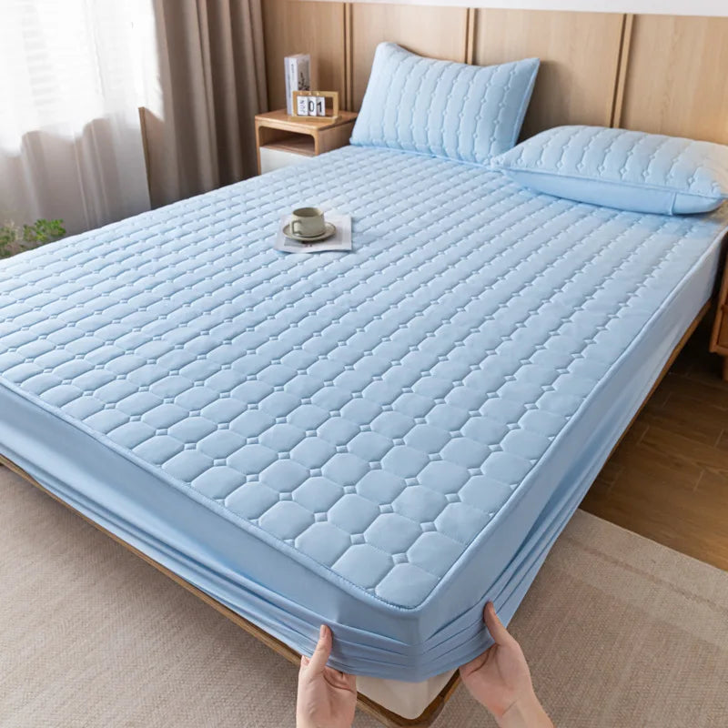 Afralia™ Quilted Fitted Sheet for Cozy & Anti-Slip Protection on Queen & King Beds