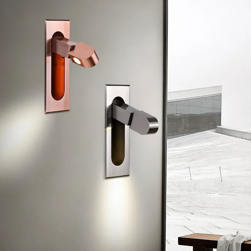 Afralia™ LED Wall Lamp: Adjustable Angle, Bedroom Reading Light, Recessed Design