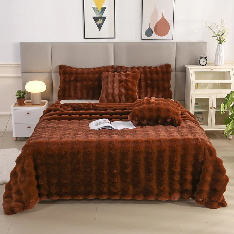 Afralia™ Bubble Rabbit Velvet Blanket: Soft Plush Sofa Cover for All Seasons