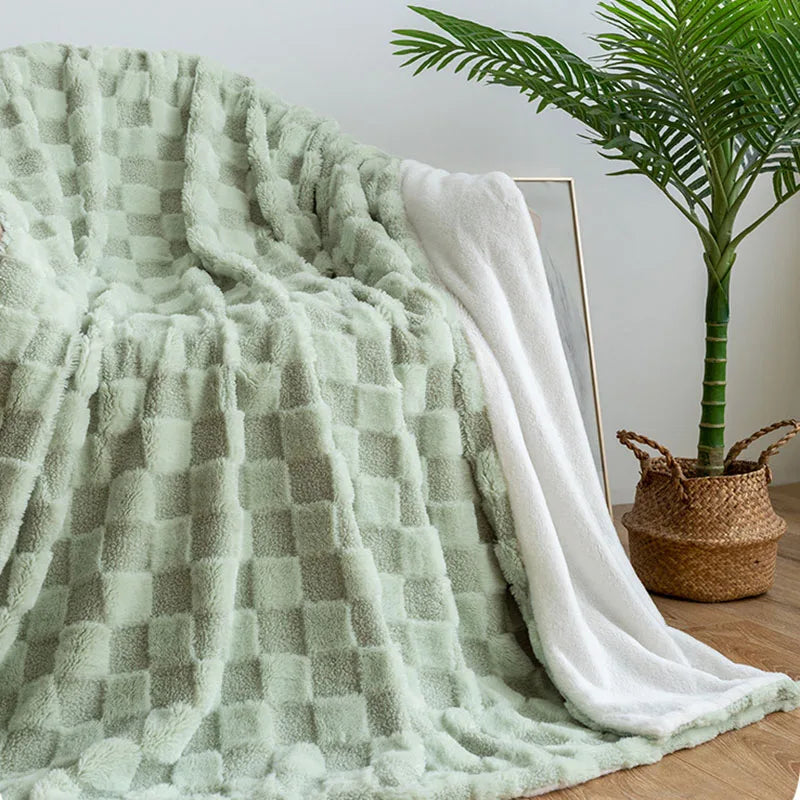 Afralia™ Geometric Jacquard Flannel Sofa Cover - All Seasons Bed Sheets
